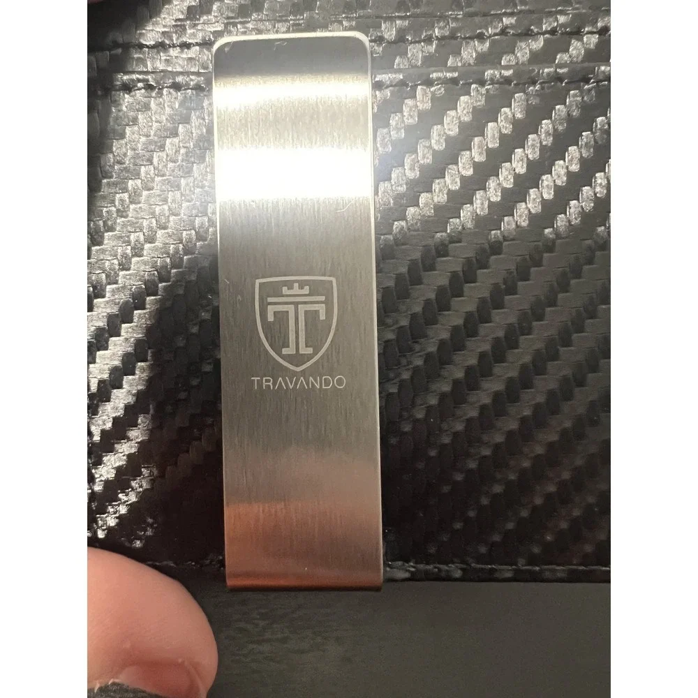 TRAVANDO Carbon Fiber Slim Wallet RFID Blocking Money‎ Clip ID Card Holder Black